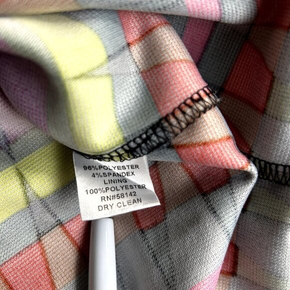 Maggy L Womens Dress Sz 6 Sheath Multi Colored Artsy Art to Wear Geometric Londo - Picture 9 of 11